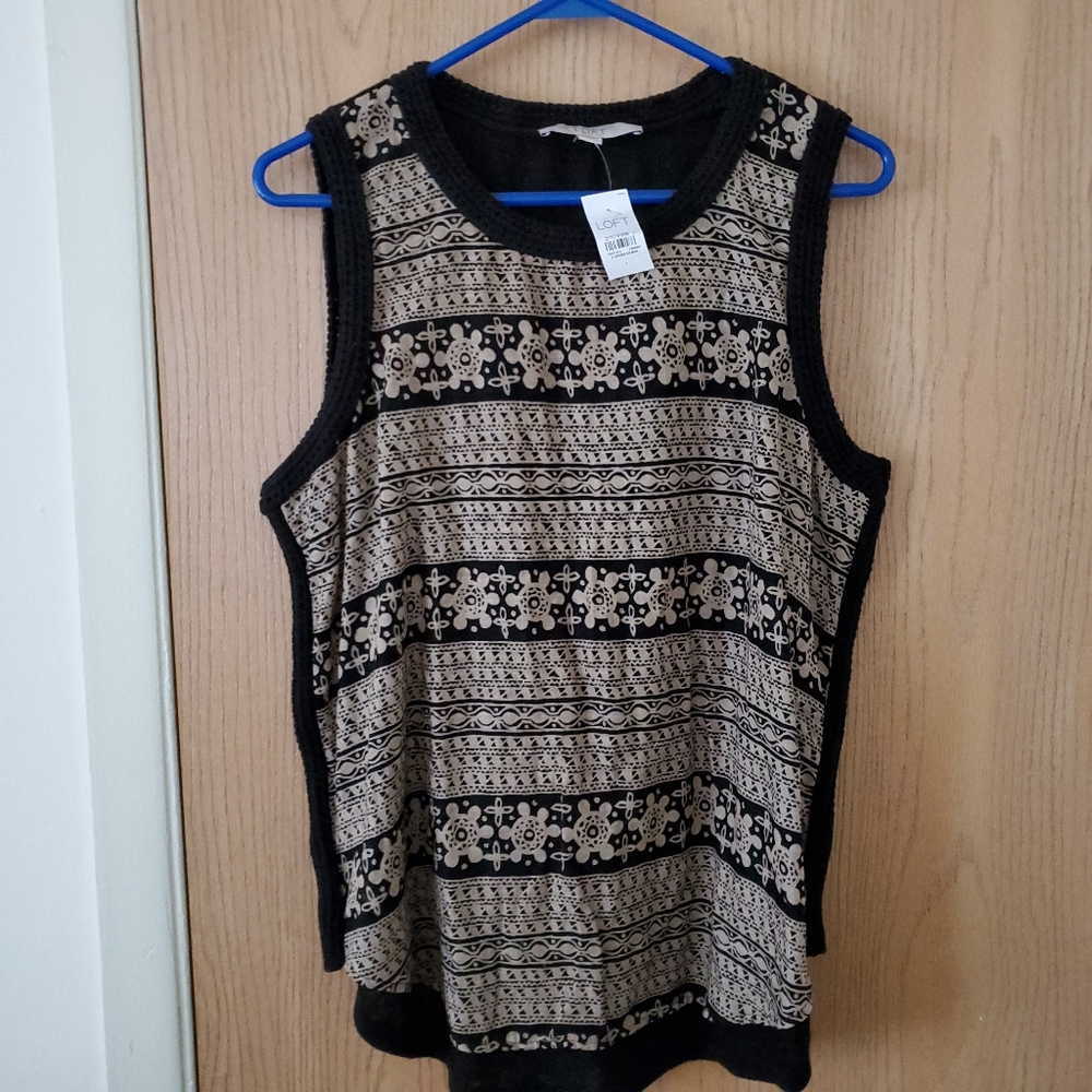 🌹 NEW - LOFT Crochet Trim Black and Tan To
